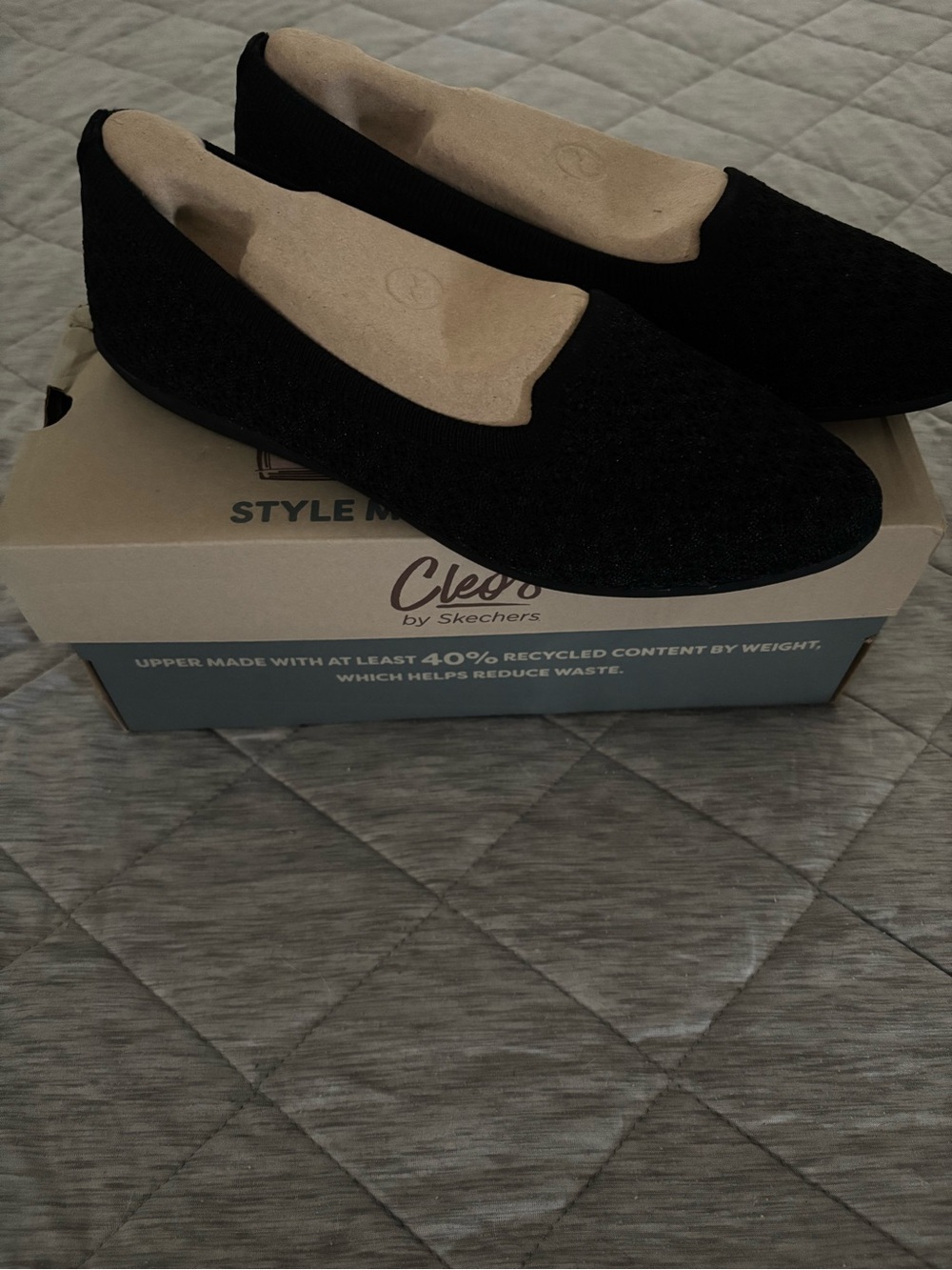 Skechers Cleo Black Slip-On Flats - Comfortable Women's Flats